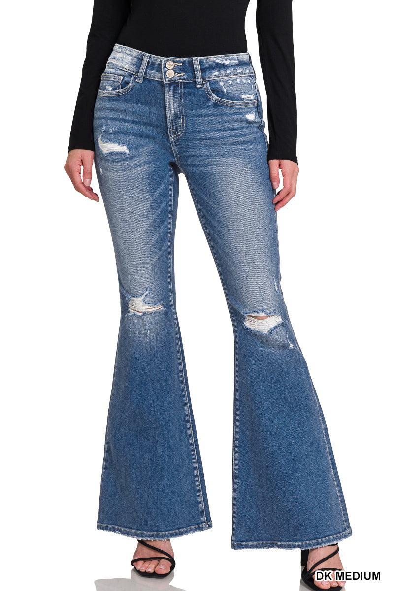 Zenana Mid Rise Super Flare Jeans