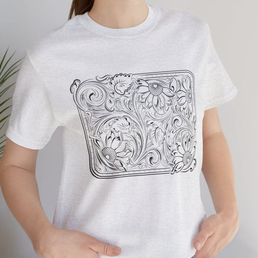 Floral Buckle Design Ladies Tee