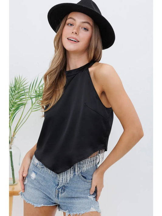 Rhinestone Fringe Crop Tank