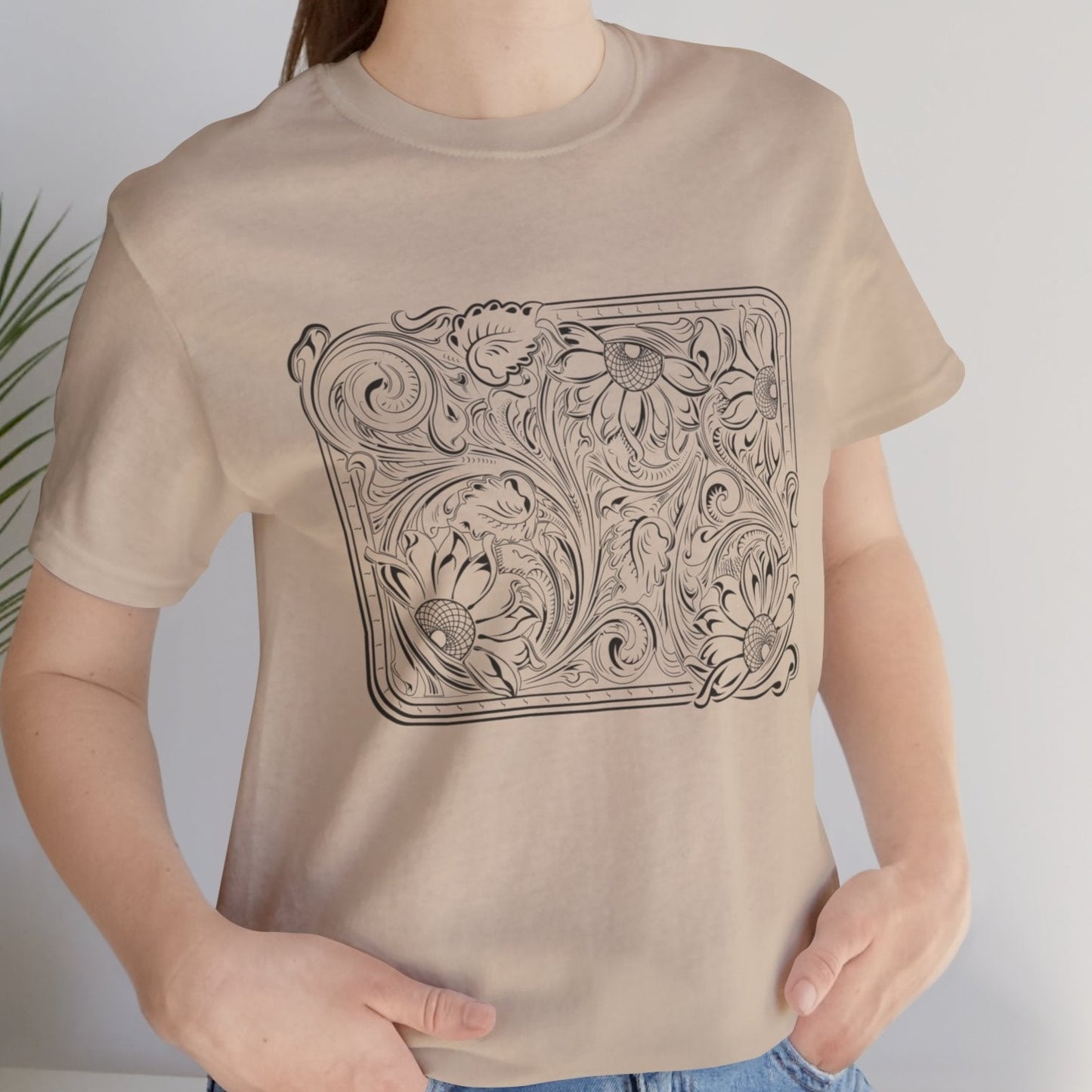 Floral Buckle Design Ladies Tee