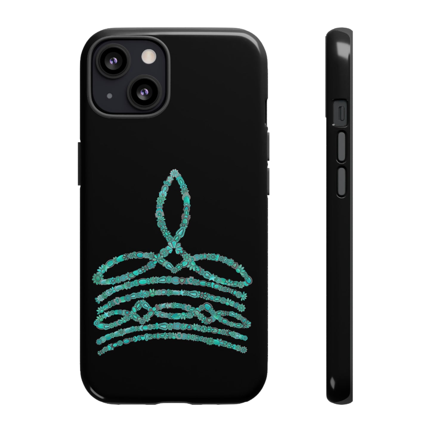 iPhone Case with turquoise floral boot stitch design