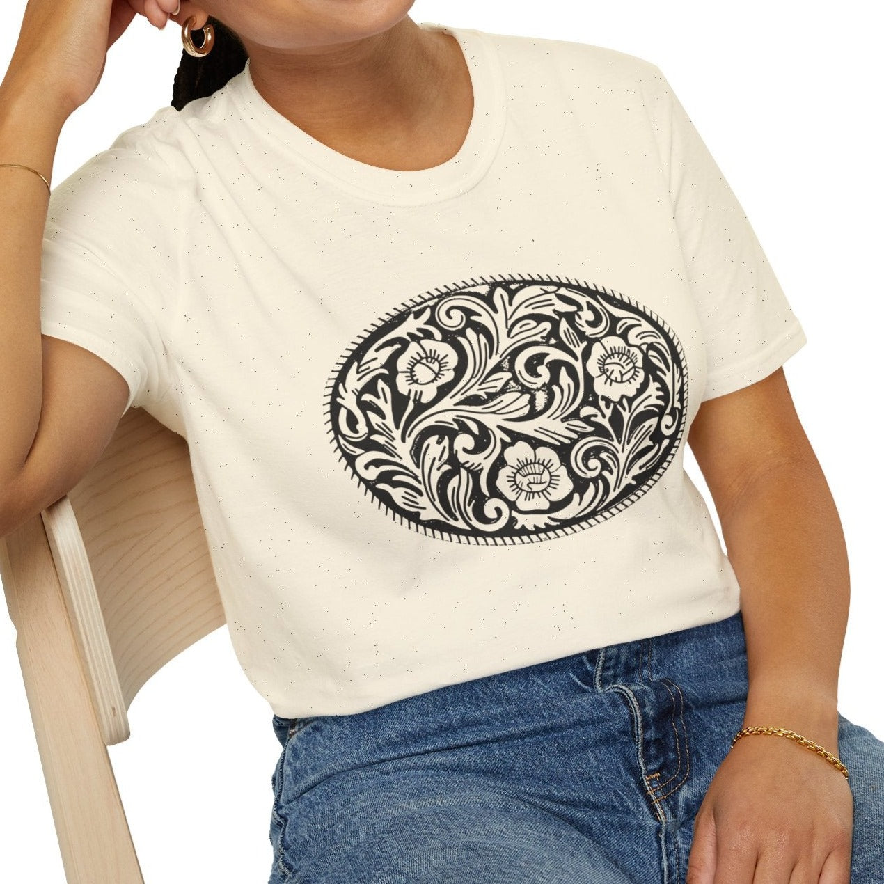 Western Belt Buckle Ladies T-Shirt