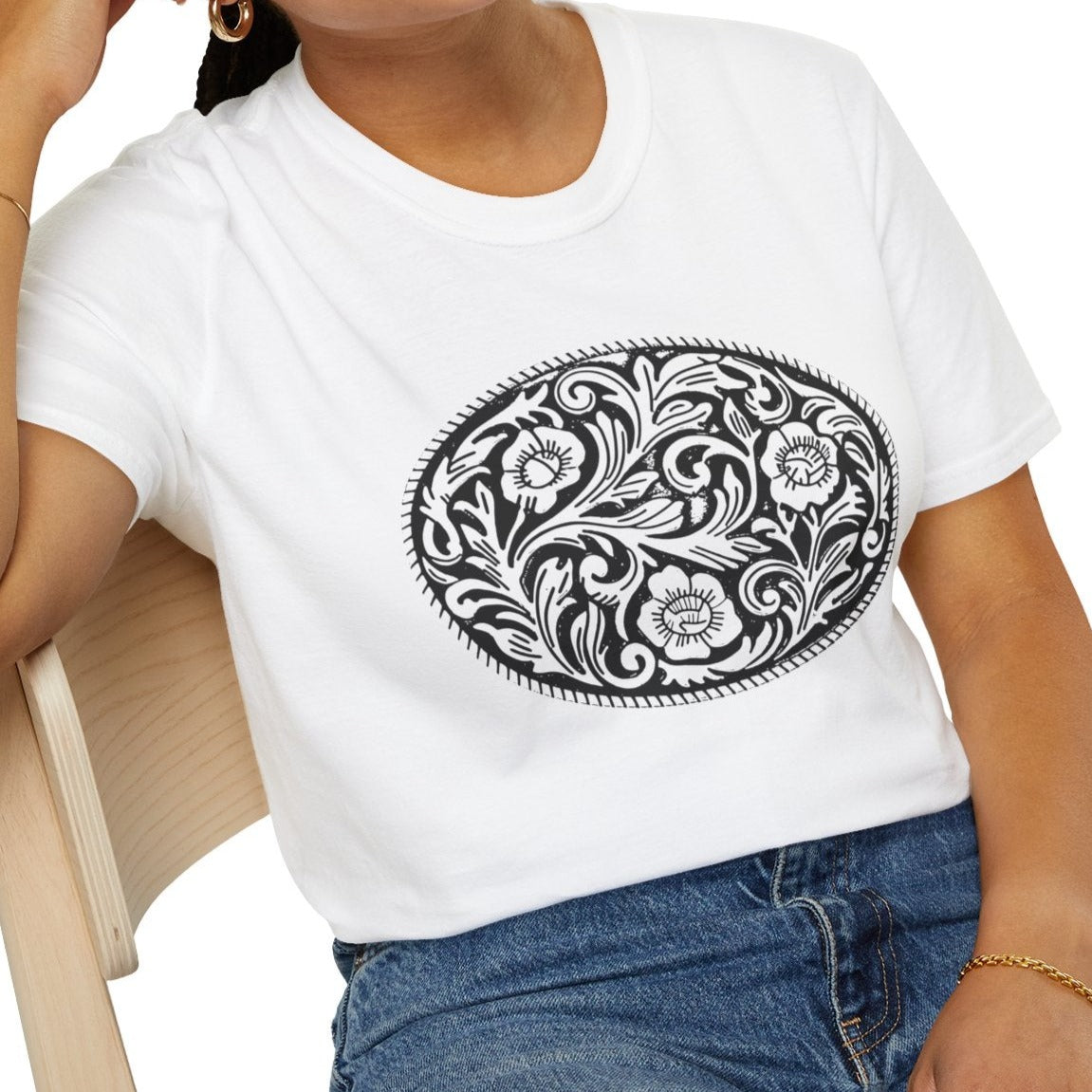 Western Belt Buckle Ladies T-Shirt