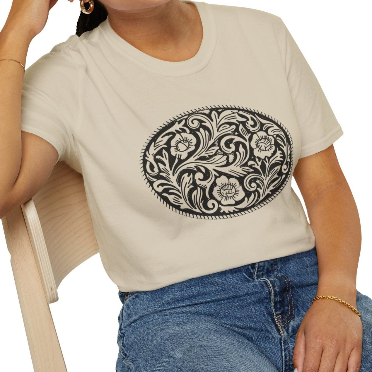 Western Belt Buckle Ladies T-Shirt