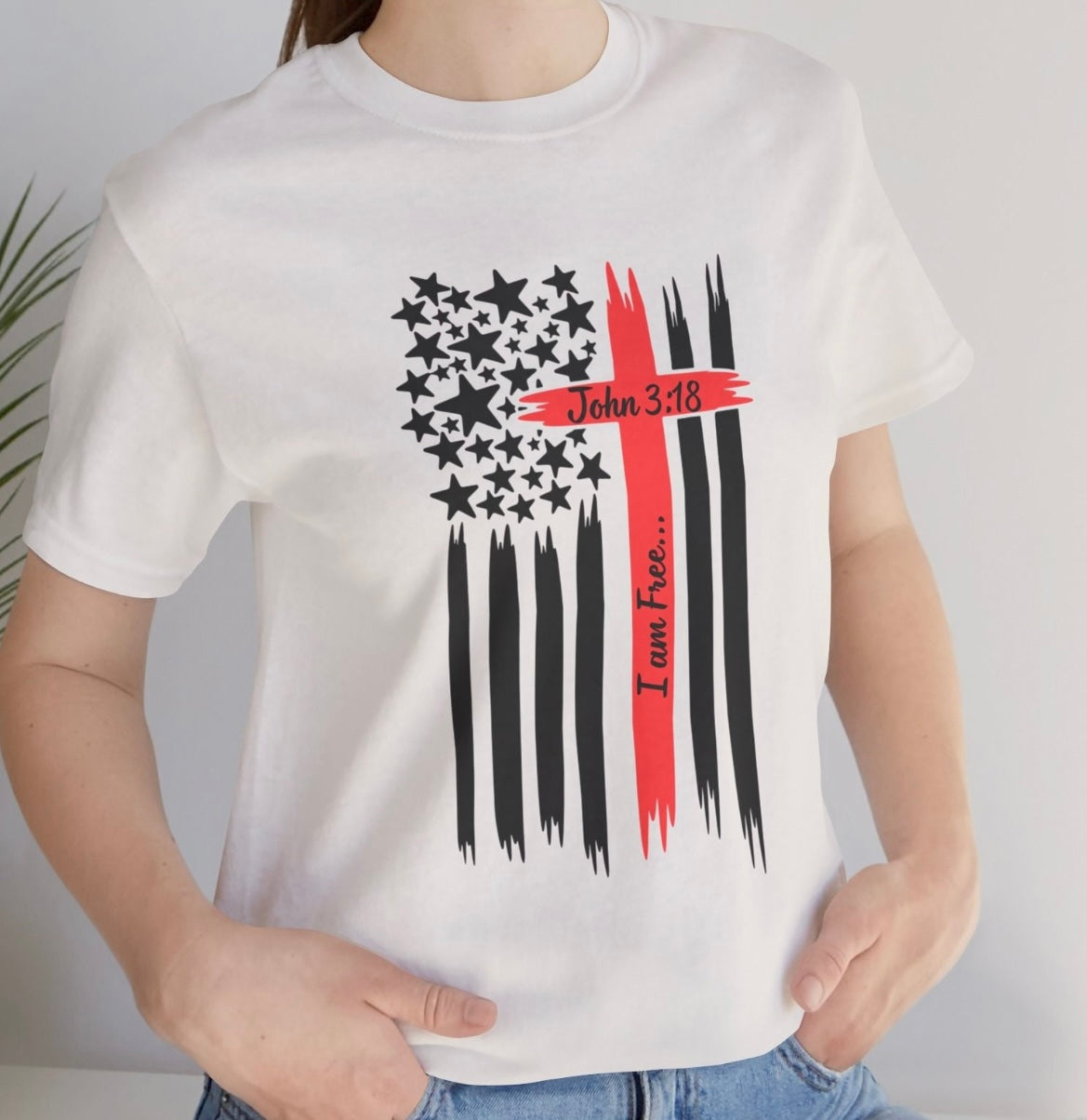 I am Free Patriotic Ladies and Men's T-Shirt