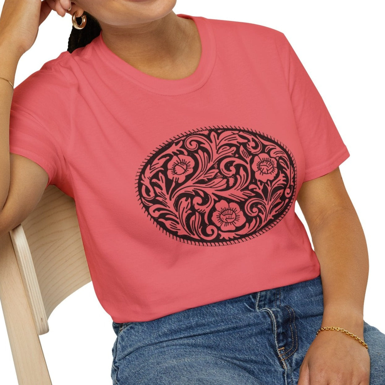 Western Belt Buckle Ladies T-Shirt