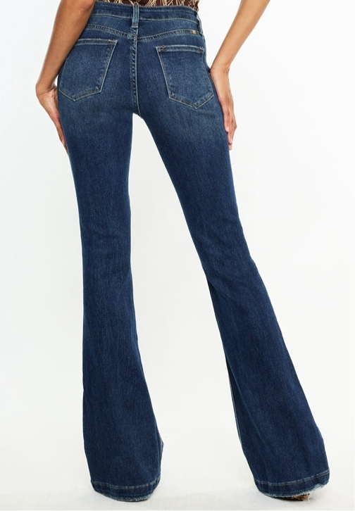 Sage Mid Rise Button Up Flare Jeans