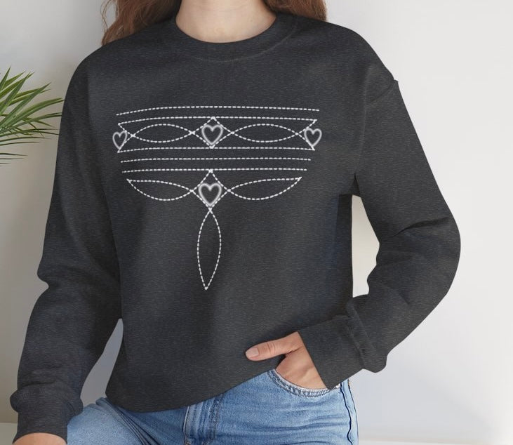 Boot Stitch Heart Sweatshirt