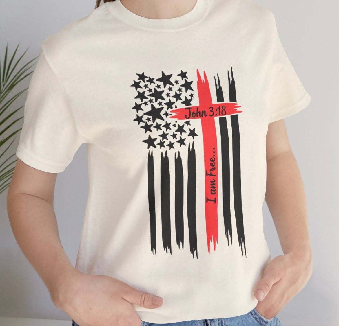 I am Free Patriotic Ladies and Men's T-Shirt
