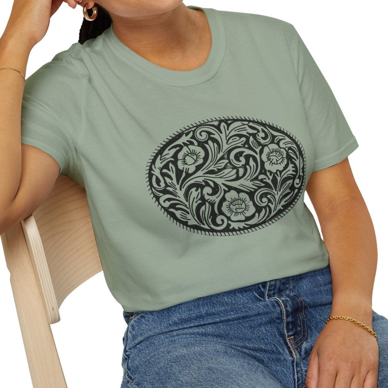 Western Belt Buckle Ladies T-Shirt