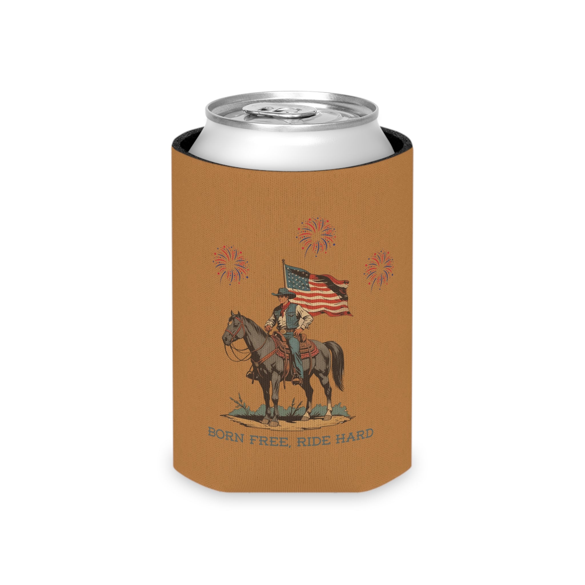 Born Free, Ride Hard Patriotic Can Cooler