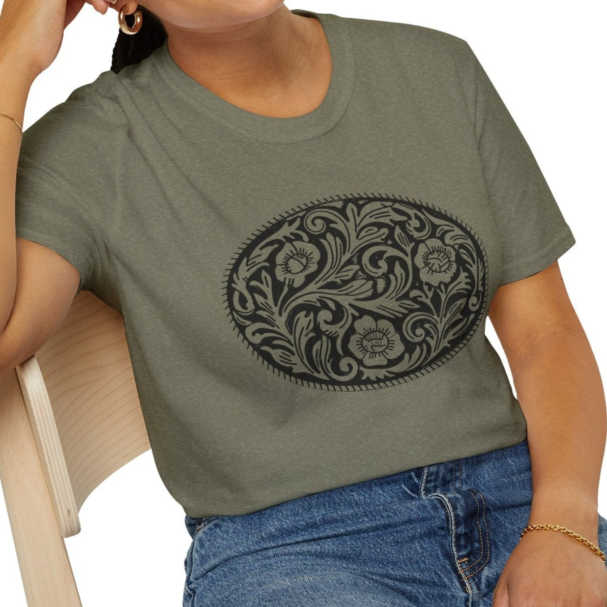 Western Belt Buckle Ladies T-Shirt