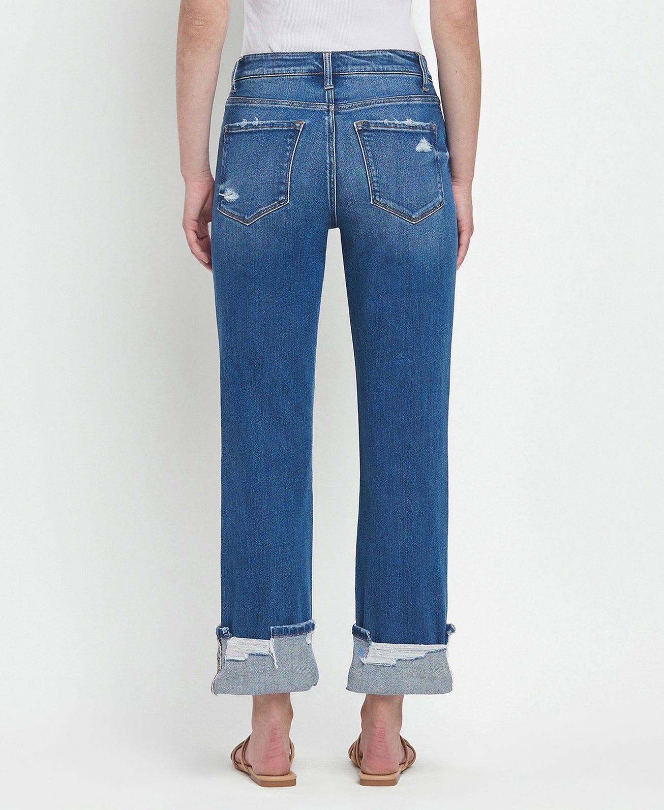 Daphne High Waist Cuff Straight Jeans