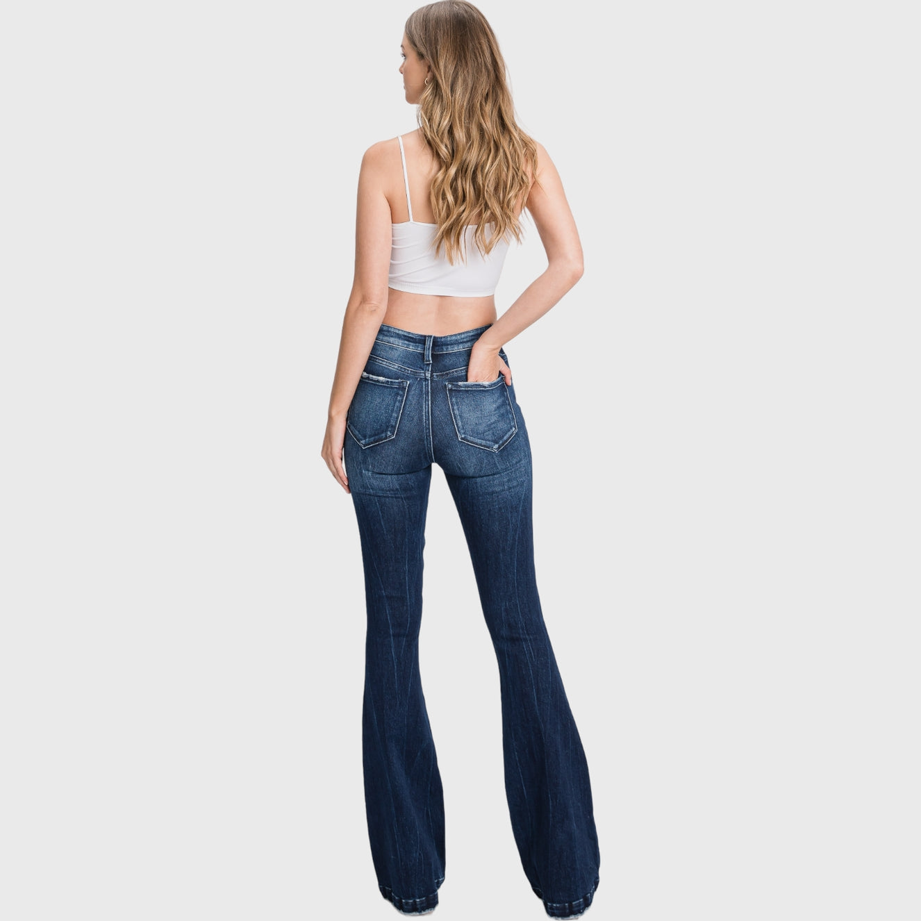 Dakota Distressed Mid Rise Flare