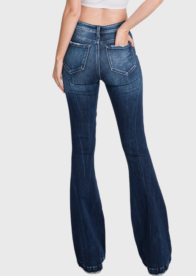 Dakota Distressed Mid Rise Flare