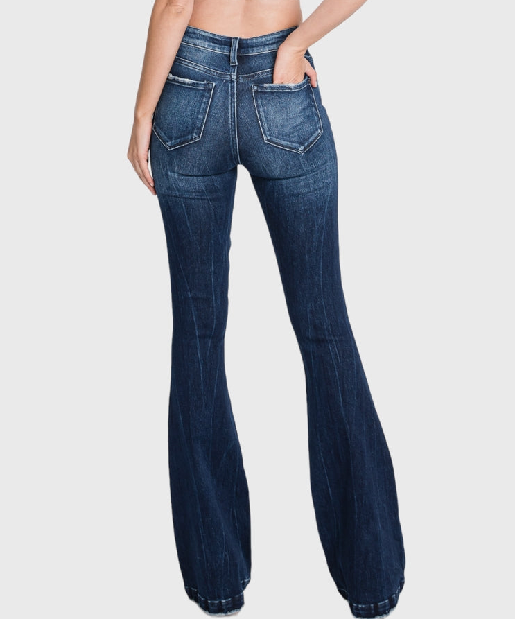 Dakota Distressed Mid Rise Flare