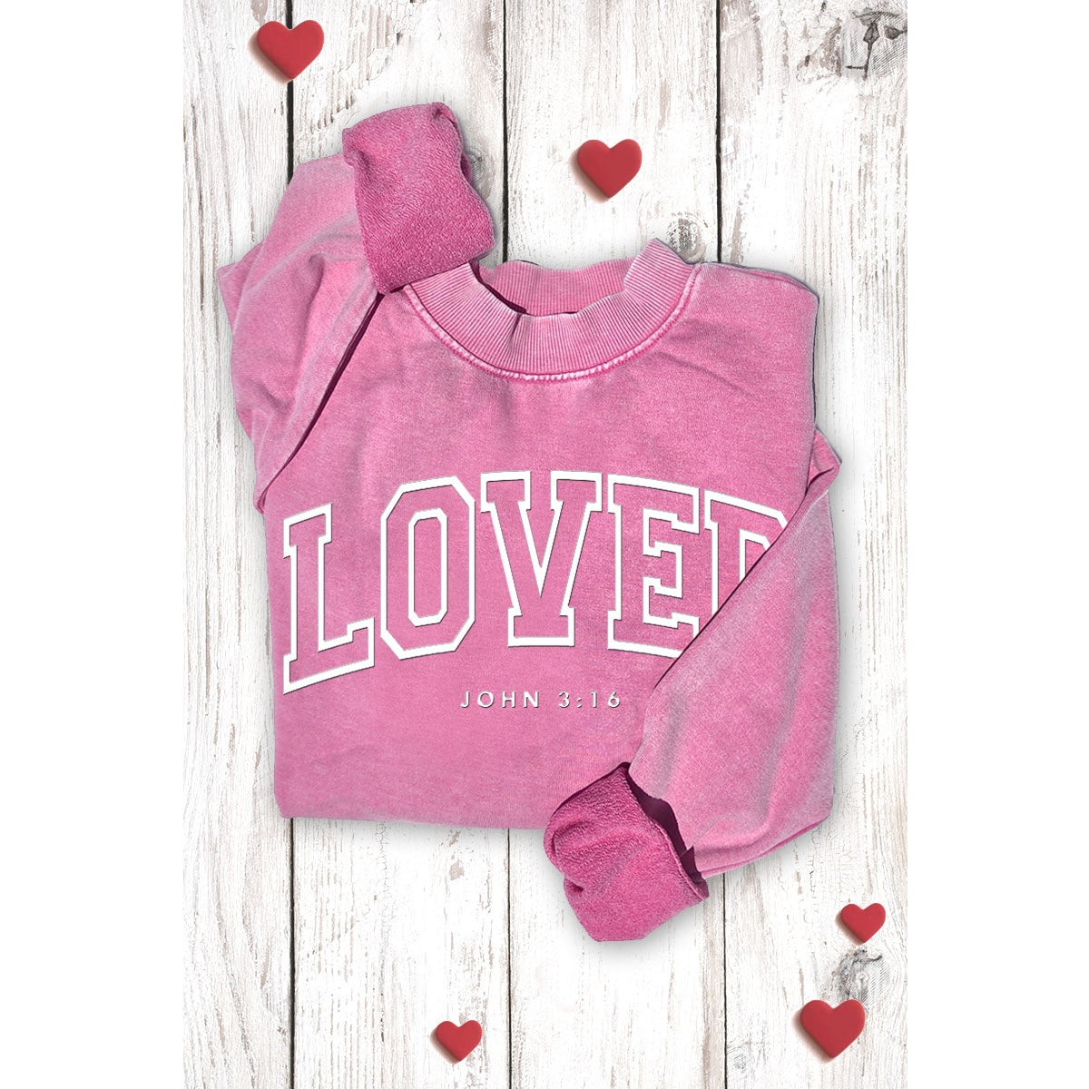 Loved Puff Print Mineral Graphic Sweatwhirts