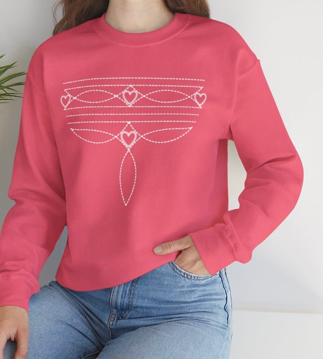 Boot Stitch Heart Sweatshirt