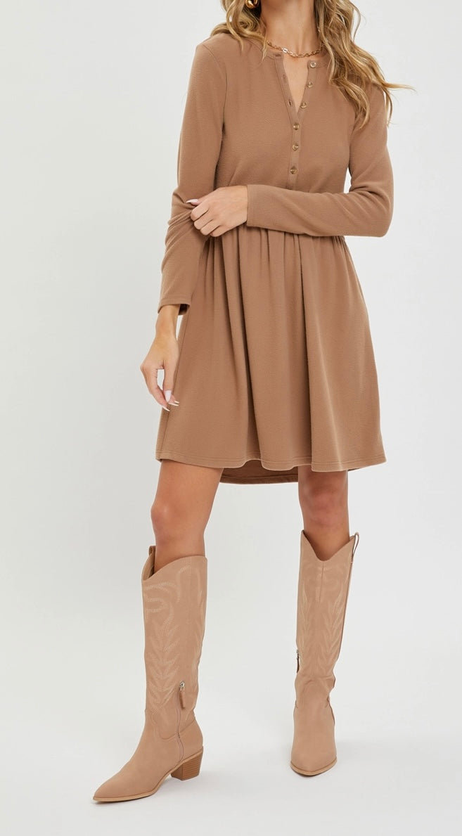 Brielle Ribbed Button Dress