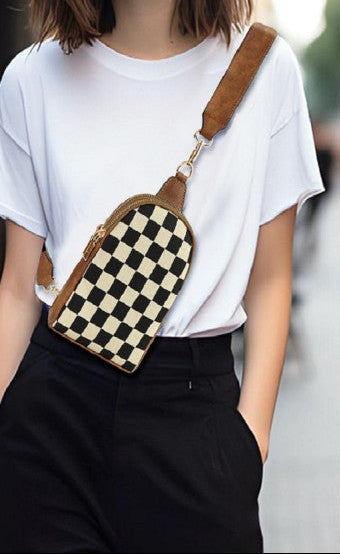 Checkered Crossbody Sling Bag