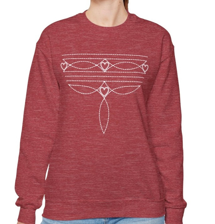 Boot Stitch Heart Sweatshirt