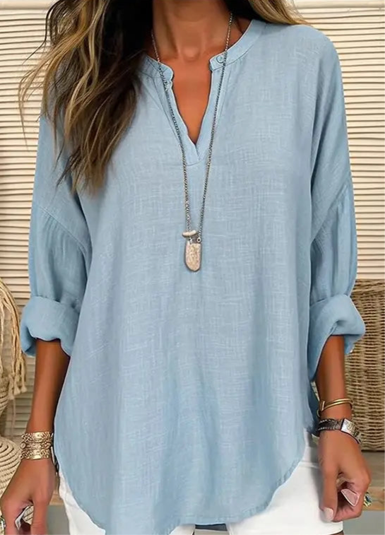 Prairie Chic Linen Long Sleeve Top