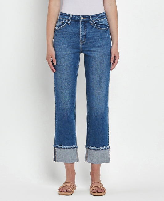 Daphne High Waist Cuff Straight Jeans