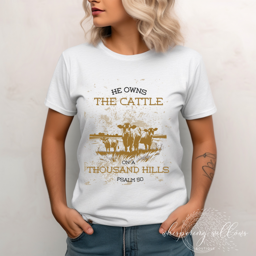 He Owns the Cattle on a Thousand Hills Softstyle Tee