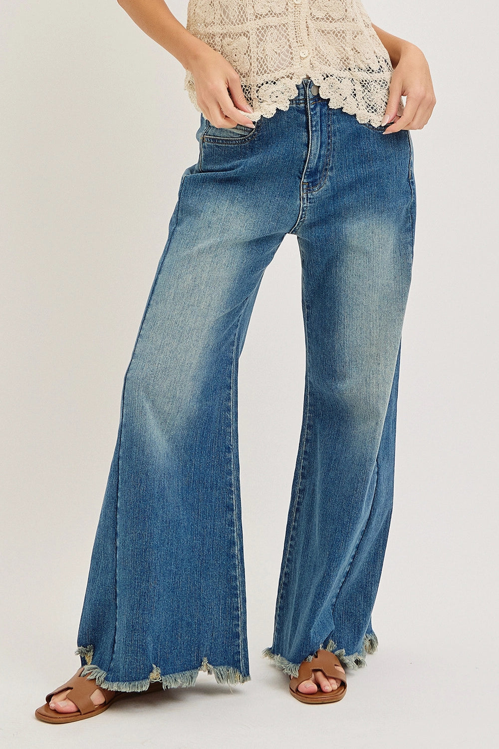 Macie Mid Rise Flare Wide Leg Jeans