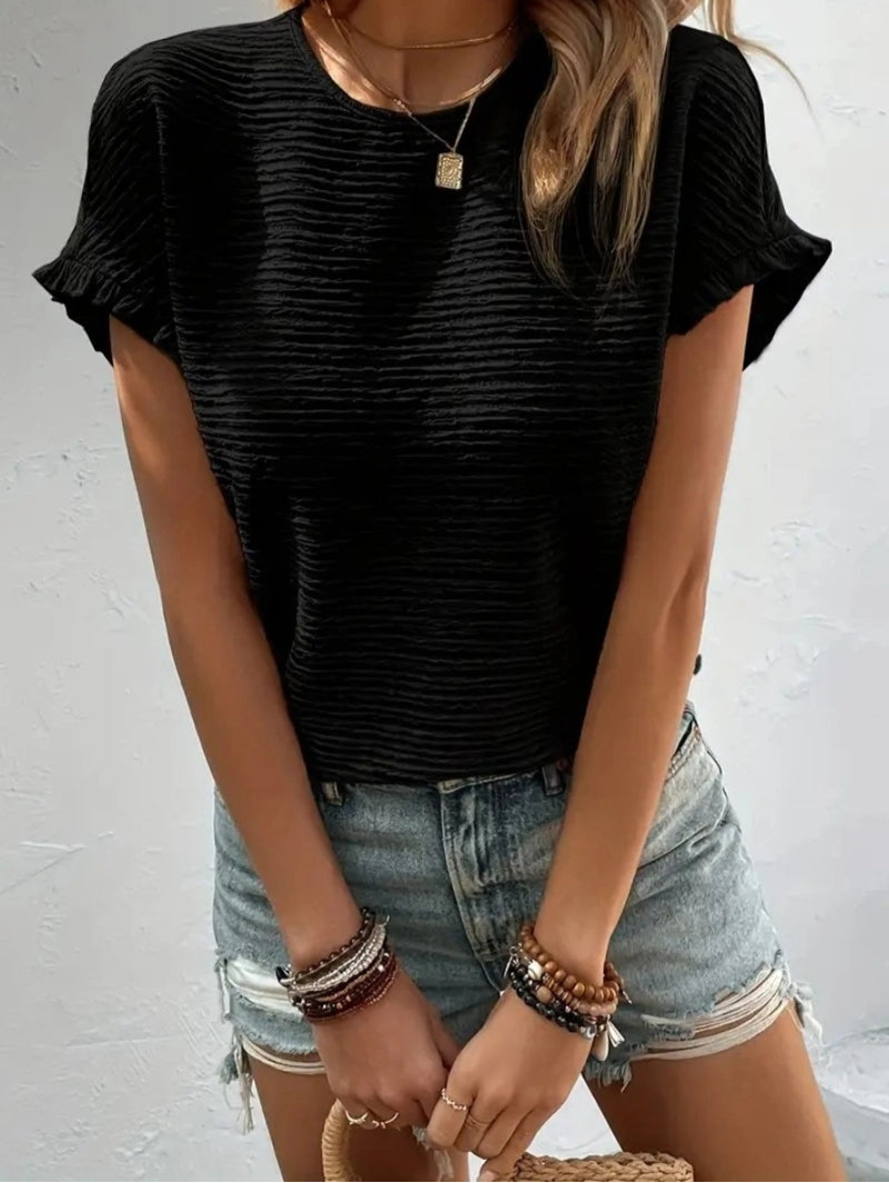 Midnight Grace Ruffle Sleeve Top