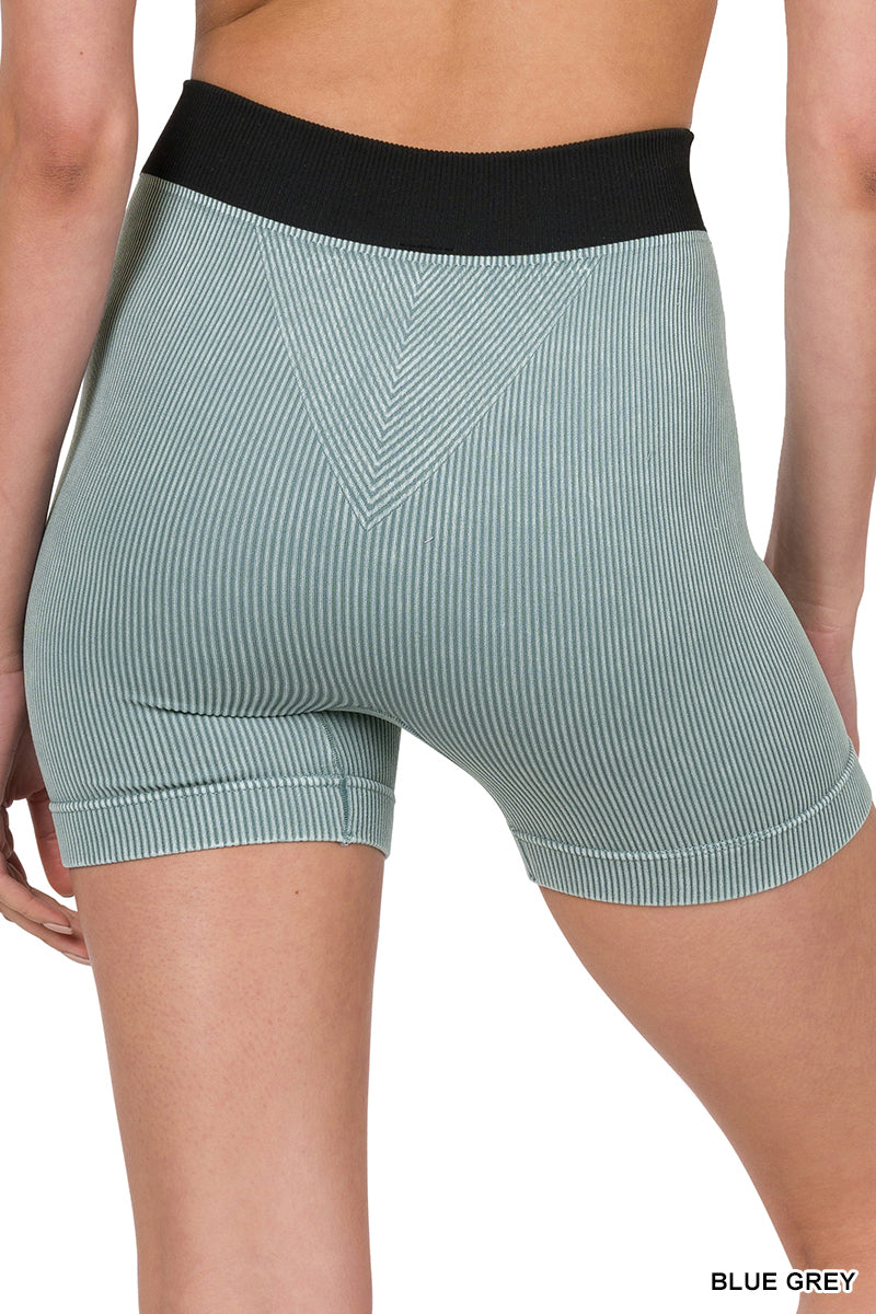 Zenana Ribbed Seamless Shorts