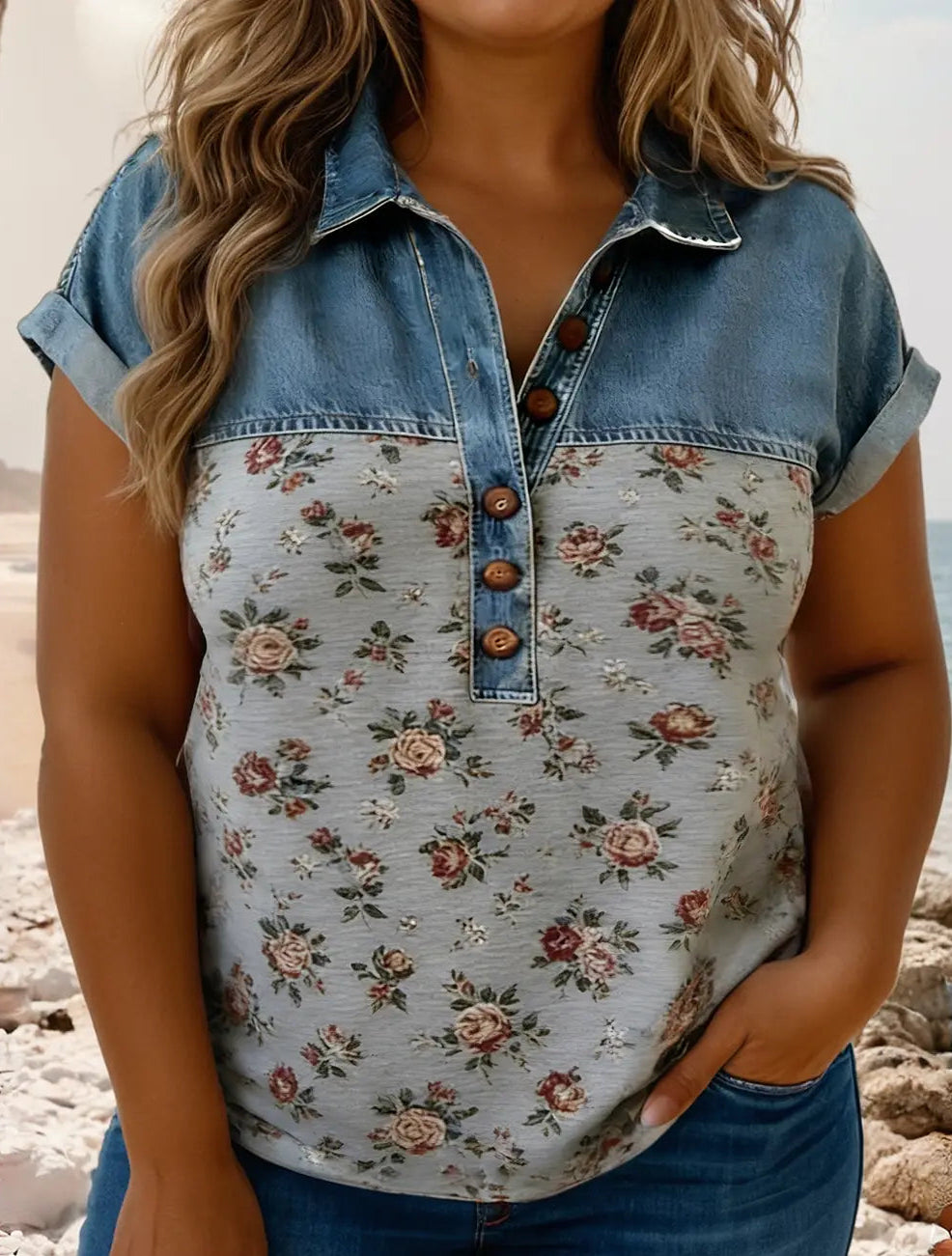 Retro Floral Plus Top