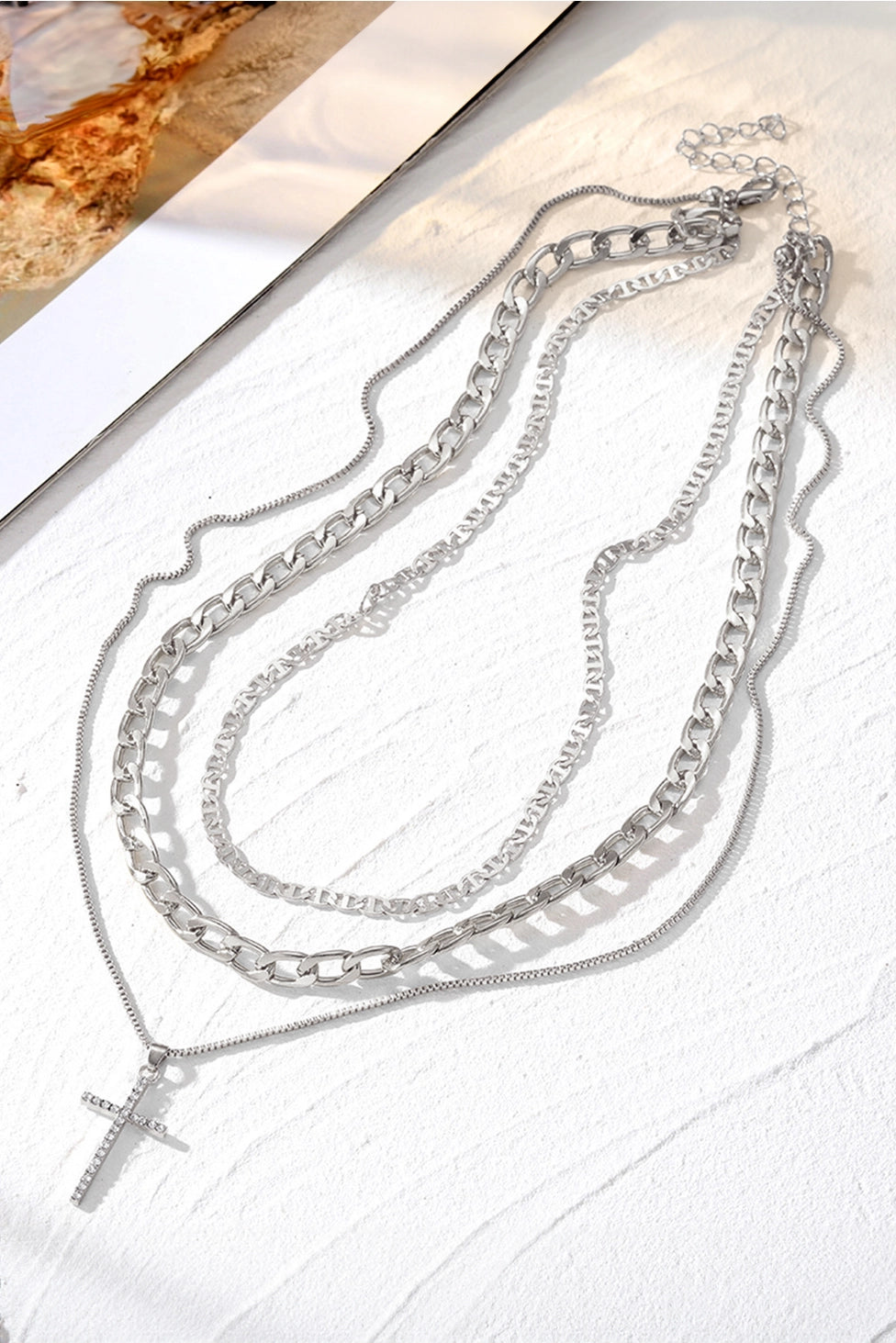 Multi Layered Cross Chain Necklace
