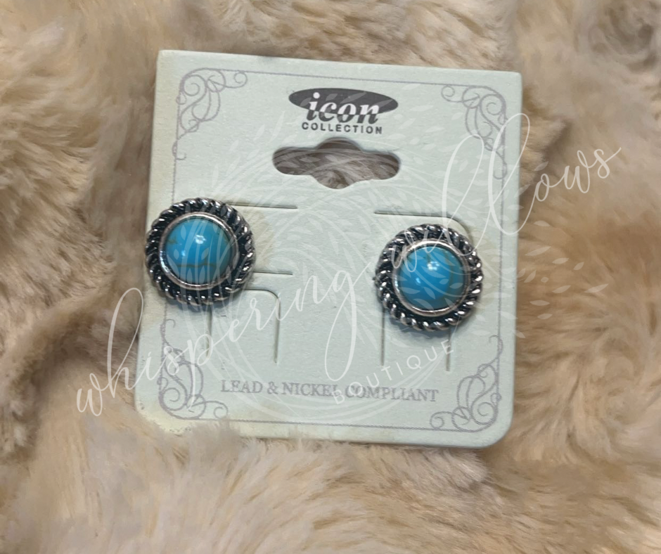 Turquoise Western Stone Stud Earrings