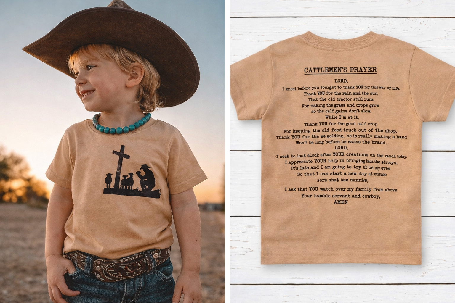 Cattlemen’s Prayer Kids T-Shirt | Western Christian Cowboy T-Shirt