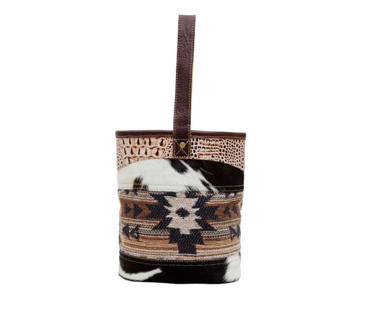 wine cooler, aztec print, cowhide and leather, double wine holder