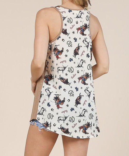 Delilah Cowboy Color Block Top