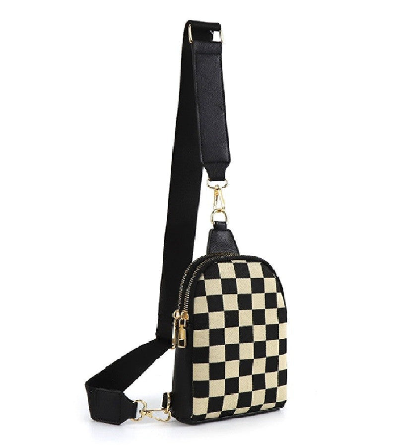 Checkered Crossbody Sling Bag