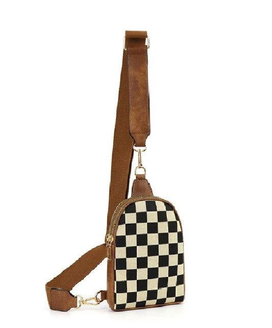 Checkered Crossbody Sling Bag