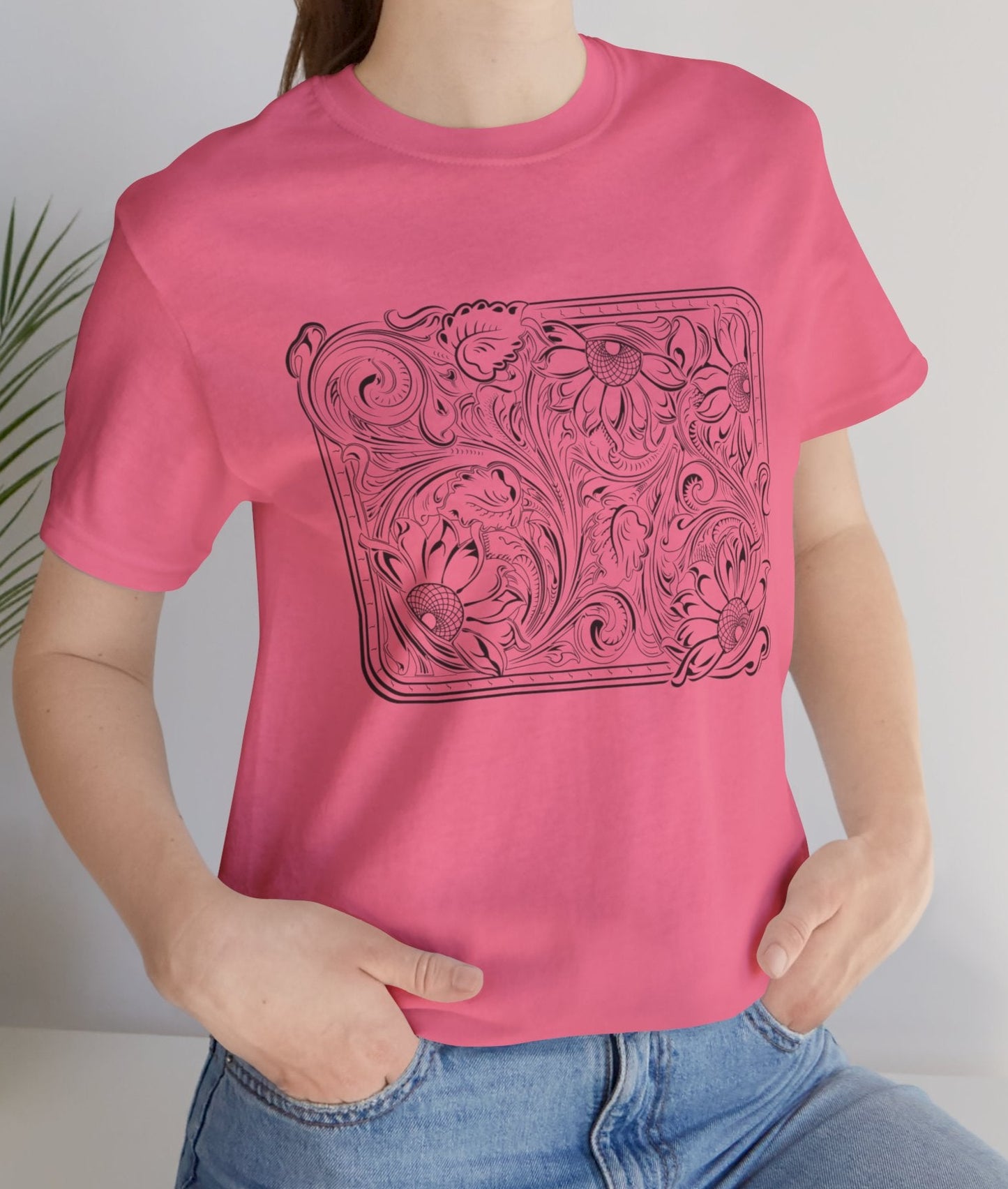 Floral Buckle Design Ladies Tee