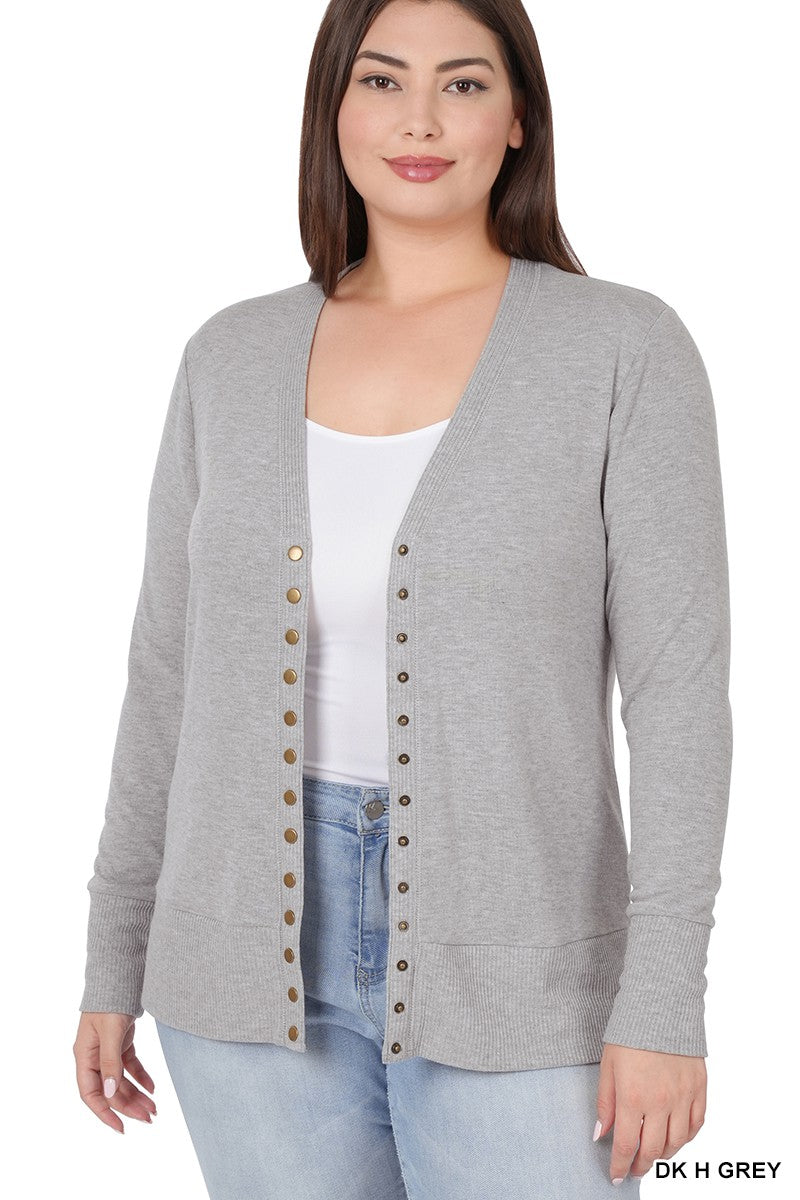 Zenana Plus Snap Cardigan