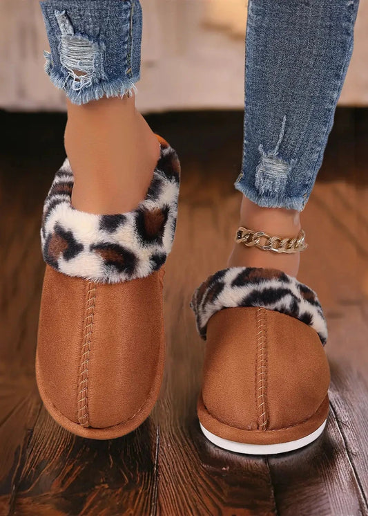 Leopard Plush Home Slippers