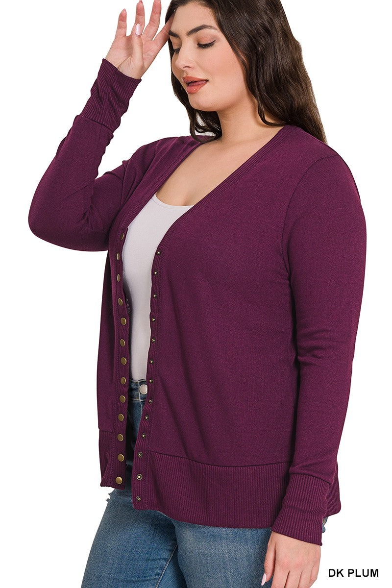 Zenana Plus Snap Cardigan