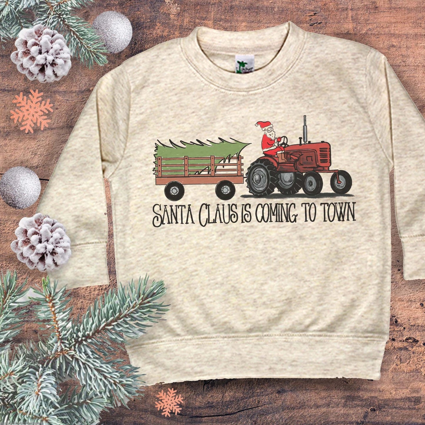 Santa is Coming to Town Western/Farm Crew Neck Top