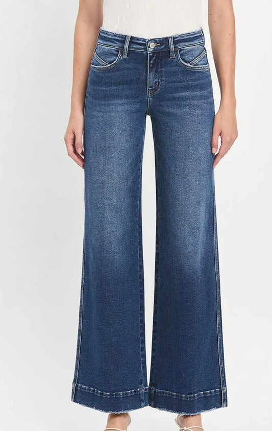 Sierra Brielle Mid Rise Wide Leg Trouser Hem Jeans