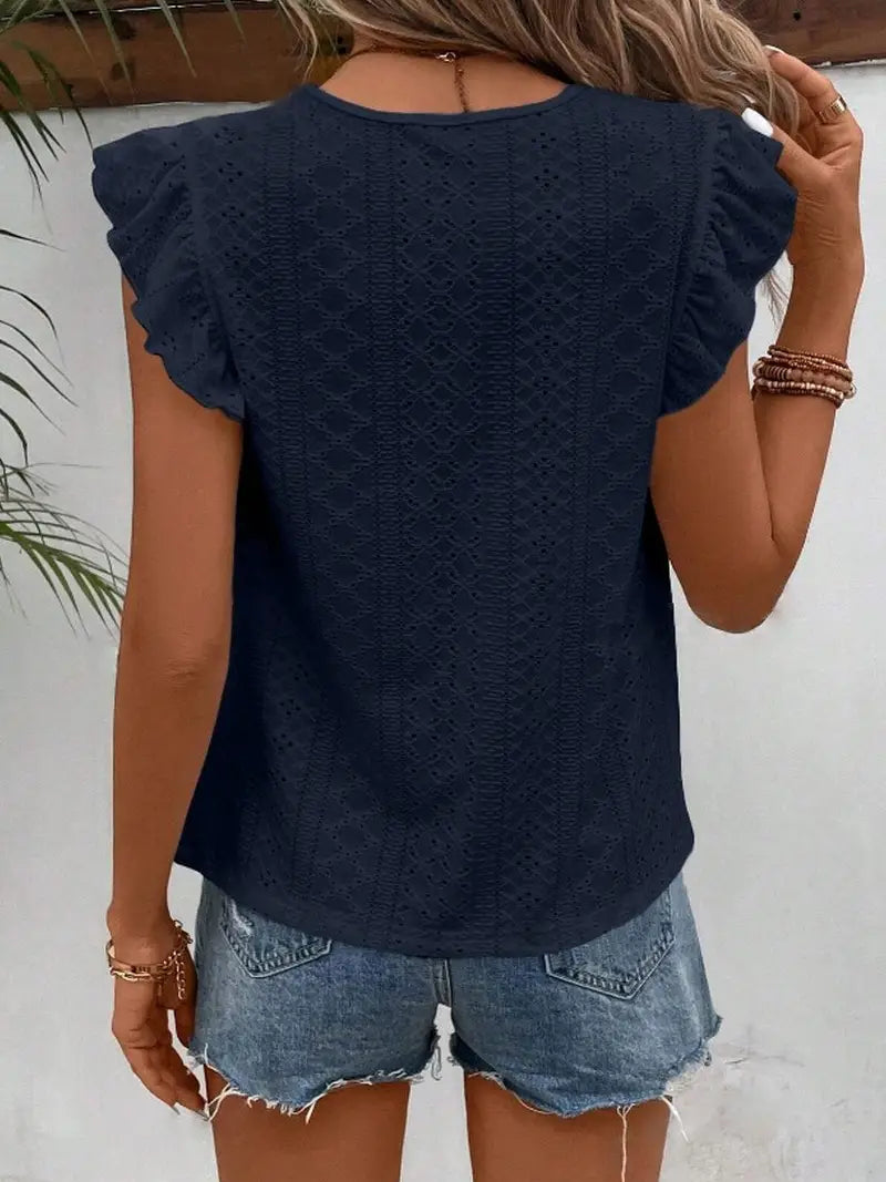 Virginia Ruffle Short Sleeve Top