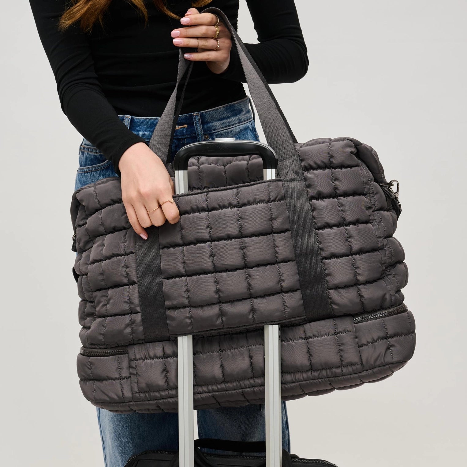 Globetrotter Quilted Nylon Puffer Weekender Bag