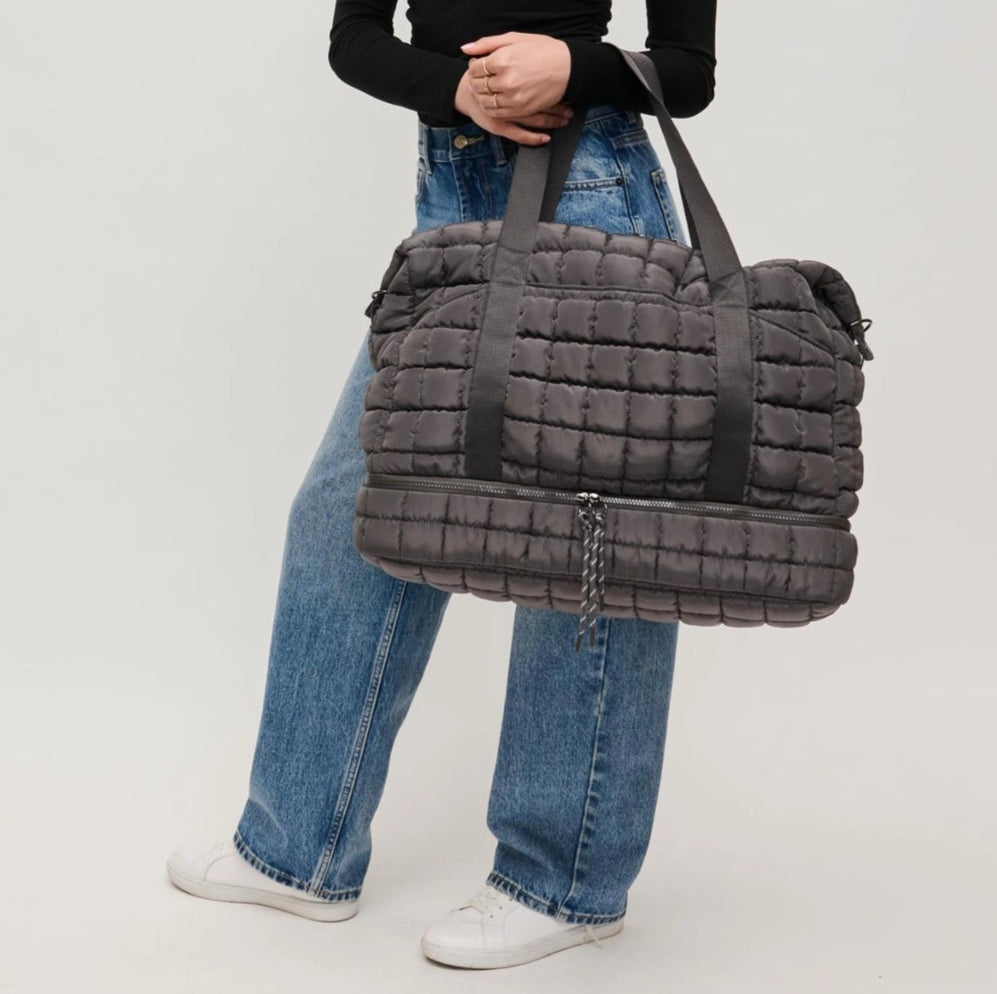 Globetrotter Quilted Nylon Puffer Weekender Bag