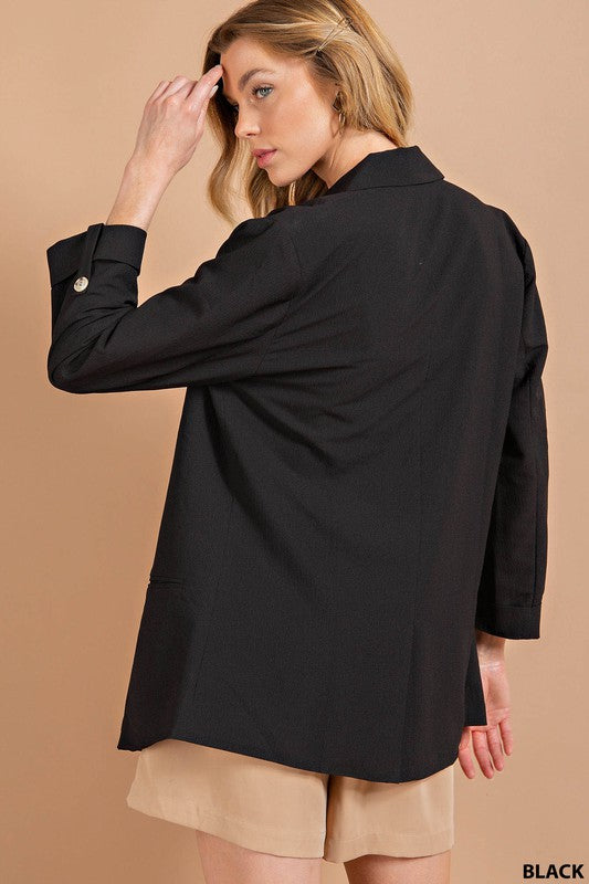 Kori Floral Printed Lined Open Blazer